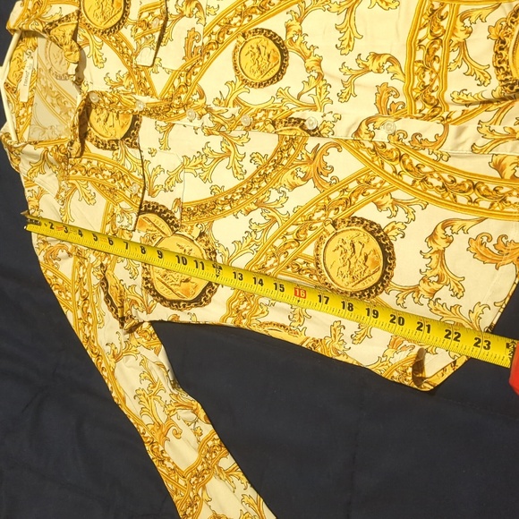 GUC Womens gold coin and white stretch button shirt, size L - Picture 5 of 8